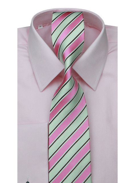 Ružovo-biela hodvábna kravata - All4Men.sk