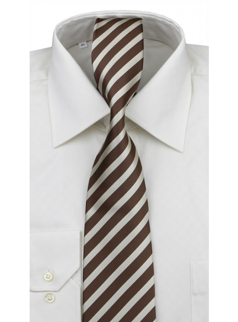 Smotanová bavlnená košeľa KLEMON s kravatou (klasický s.) - All4Men.sk