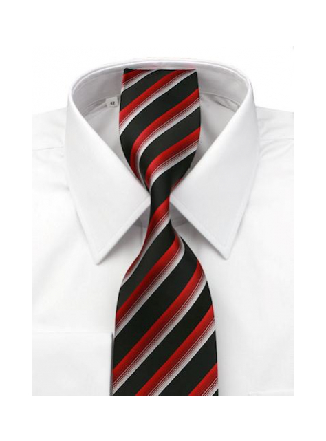 Čierna kravata s červenými prúžkami 4192-3 - All4Men.sk