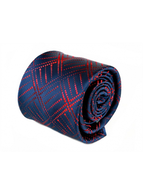 Biznis štýl | Modro-červená vzorovaná kravata (mikrovlákno) - All4Men.sk