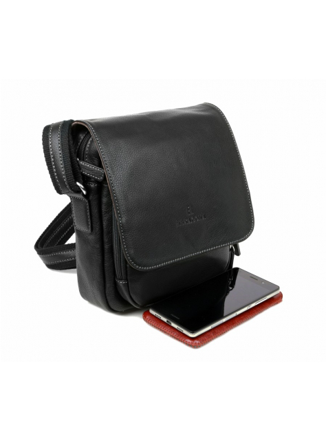HEXAGONA | Kožená crossbody taška čierna 22 x 18 cm - All4Men.sk