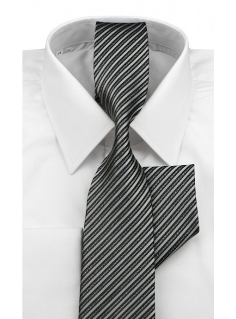 Šedo-zlatá kravata s vreckovkou 102B - All4Men.sk