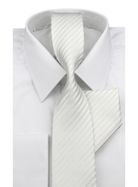 Bielo-zlatá kravata s vreckovkou 102C - All4Men.sk