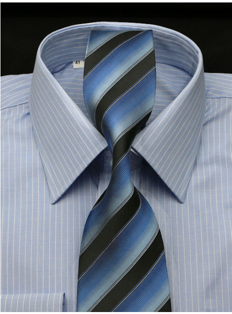 Modrá košeľa KLEMON s hodvábnou kravatou - All4Men.sk