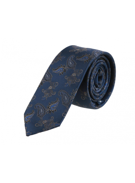 Modrá luxusná kravata s kašmírovým vzorom VENTI - All4Men.sk