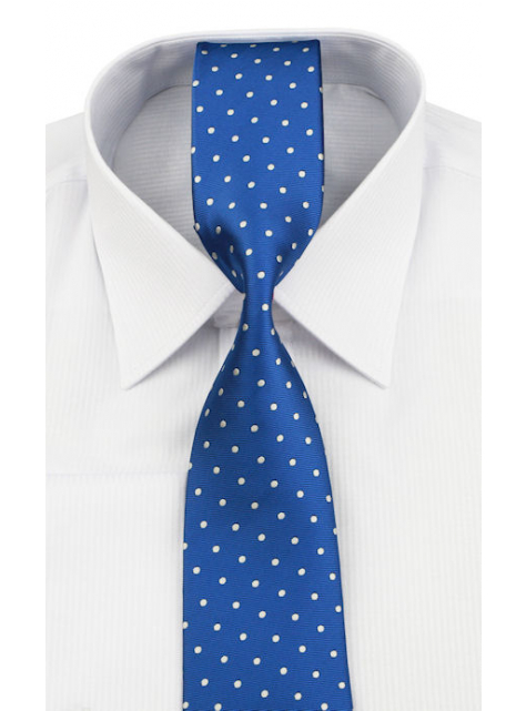 Modrá kravata s bielymi bodkami (7 cm) - All4Men.sk