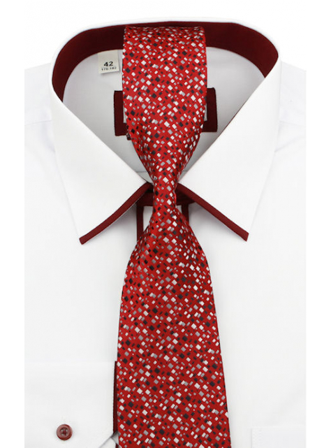 Bordová kravata so šedo-strieborným vzorom (7,5 cm) - All4Men.sk