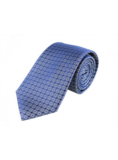 Modro-strieborná kravata tkanou mriežkou (7 cm) - All4Men.sk