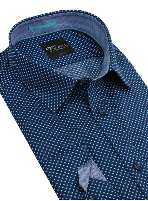 Luxusná biznis košeľa modrá-vzorovaná VENTI (body fit) - All4Men.sk