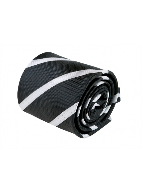 Čierna kravata so striebornými prúžkami 4000-103 - All4Men.sk