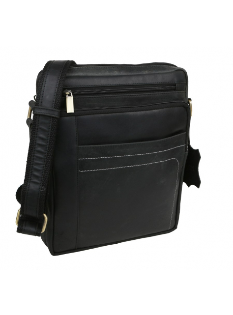 MERCUCIO | Kožená taška na rameno 250839 čierna HUNTER - All4Men.sk