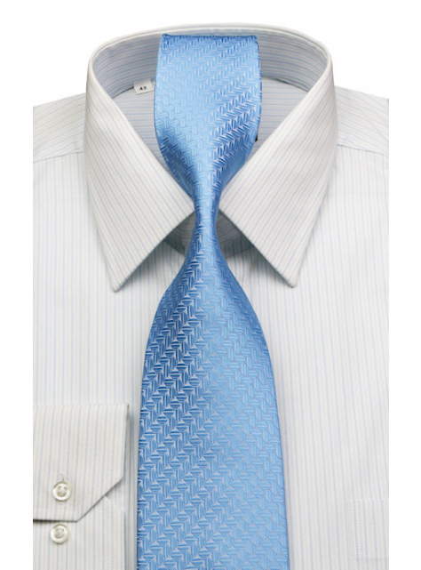 Bielo-modrá bavlnená košeľa KLEMON KLASIK s kravatou - All4Men.sk