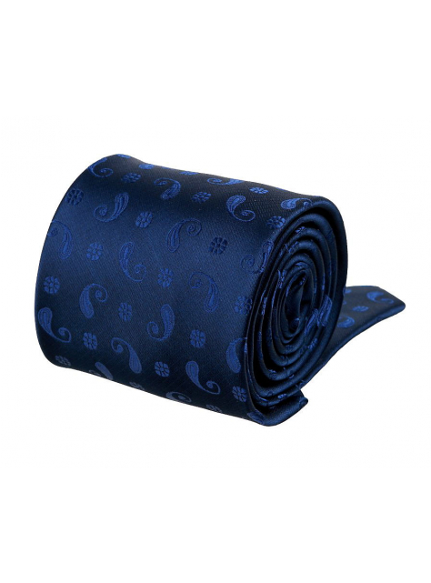 Modrá kravata s kašmírovým vzorom - All4Men.sk