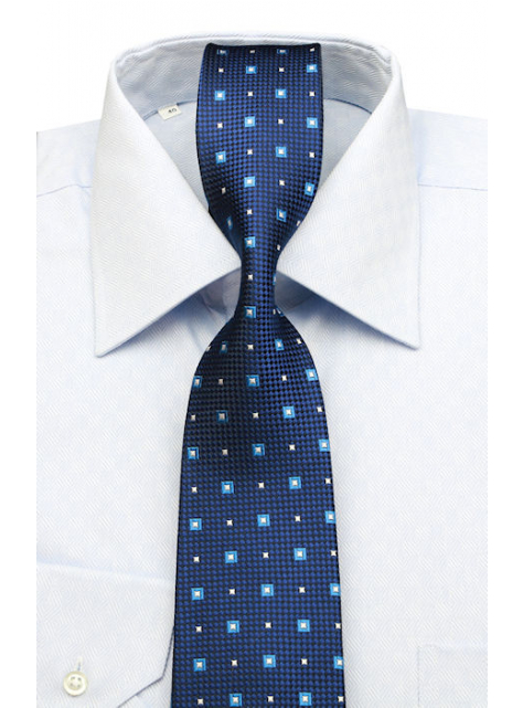 Biznis kravata Gold V.I.P modrá so štvorčekmi - All4Men.sk