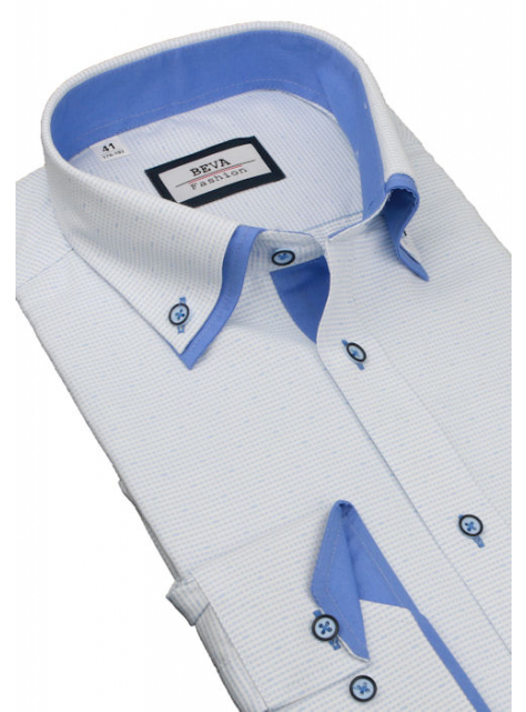 Modro-biela slim košeľa BEVA 2K138 - All4Men.sk