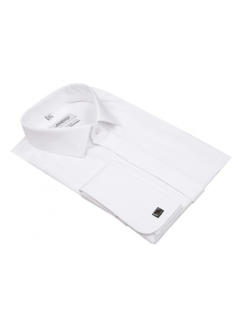 Biela hladká košeľa na manžetové gombíky VENERGI Slim 176-182 cm - All4Men.sk