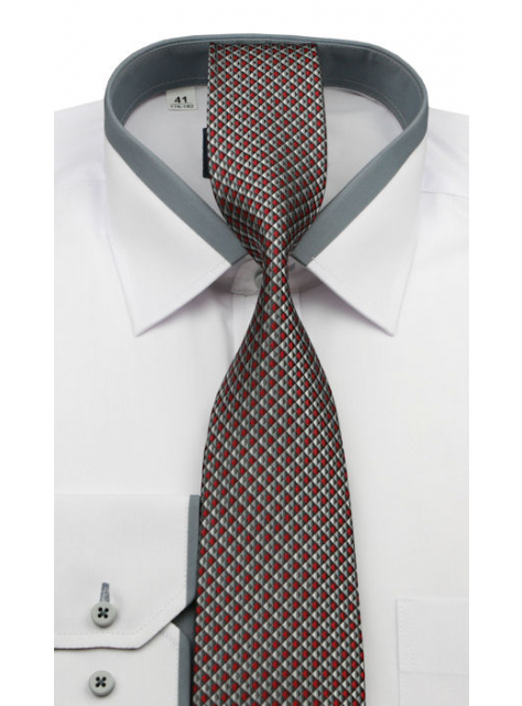 Šedo-červená kravata (mikropolyester) - All4Men.sk