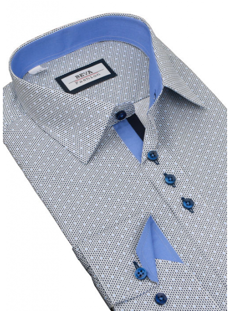 Modrá vzorovaná obleková košeľa BEVA KLASIK 2K241 - All4Men.sk
