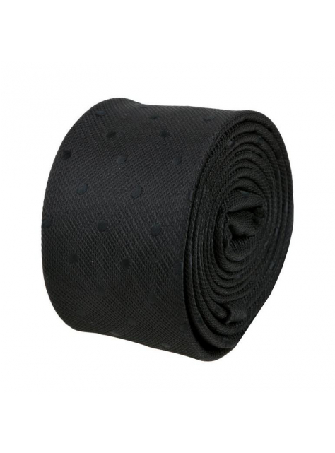 Čierna slim kravata s bodkami 4,5 cm - All4Men.sk