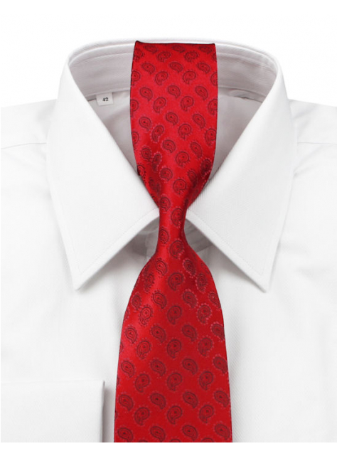 Červená kravata Gold V.I.P. s kašmírovým vzorom - All4Men.sk