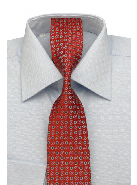 Červená kravata so šedo-strieborným vzorom a odleskom - All4Men.sk