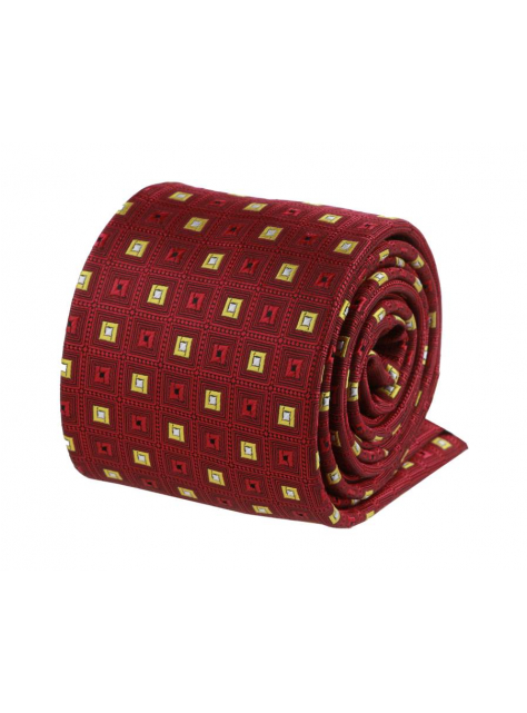 Červená kravata so štvorcovým vzorom 4000-119B - All4Men.sk