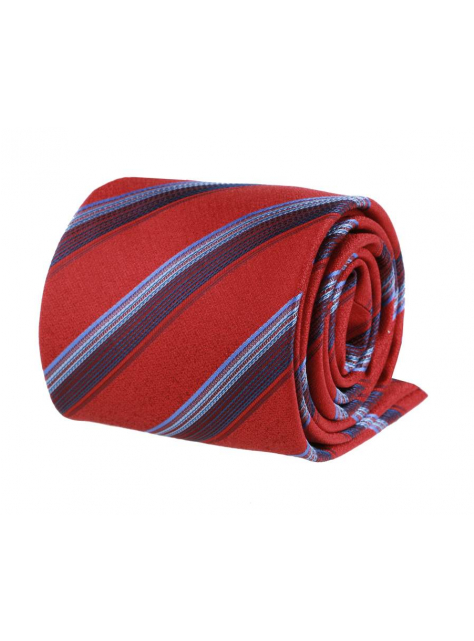 Pánska červená kravata s pásikmi 3000-711 - All4Men.sk