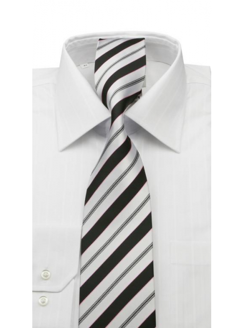 Čierno- biela pánska kravata 3000-1718 - All4Men.sk