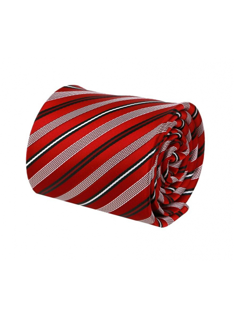 Pánska kravata červená, prúžkovaná 8 cm - All4Men.sk