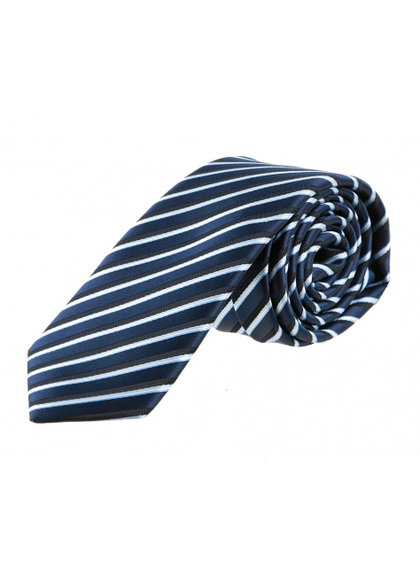 Slim pánska prúžkovaná kravata GOLDENLAND 20163-BLU1 - All4Men.sk