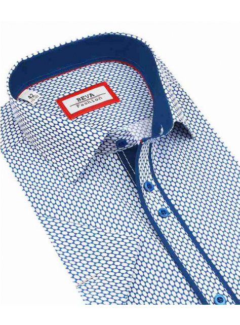 BEVA Fashion | Modrá vzorovaná košeľa SLIM 137/6/KR/2T52 - All4Men.sk