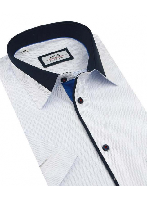 Biela SLIM košeľa s modrým vzorom KR/2T55 - All4Men.sk