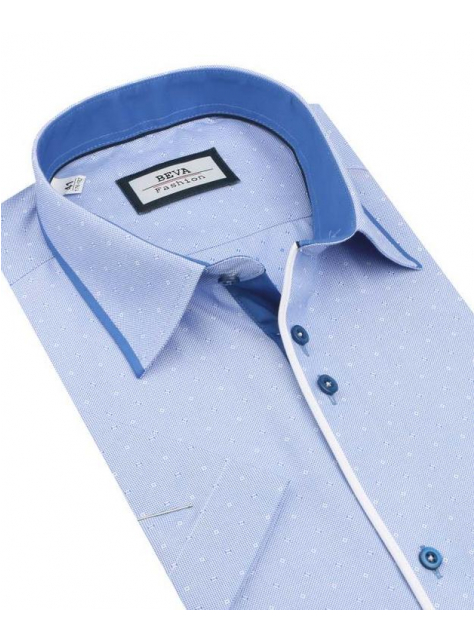 BEVA Fashion | Modrá slim košeľa kr. rukáv 137/6/KR/2T56 - All4Men.sk