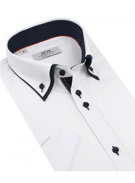 BEVA Fashion | Biela SLIM košeľa s kontrastným podšitím 137/6/KR/2K97 - All4Men.sk