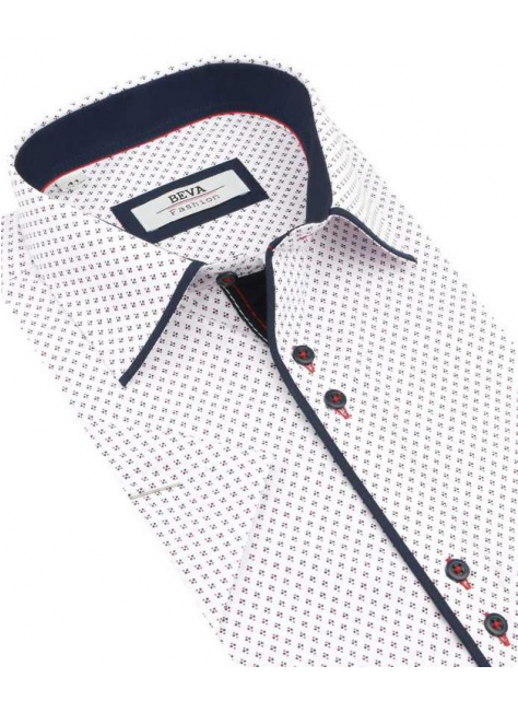 BEVA Fashion | Biela košeľa s červeným a modrým kontrastom 137/6/KR/2T113 - All4Men.sk