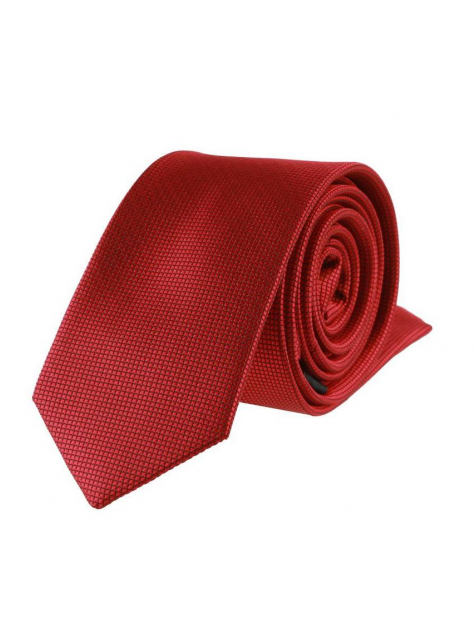 Červená SLIM kravata s drobnými štvorčekmi 6 cm - All4Men.sk