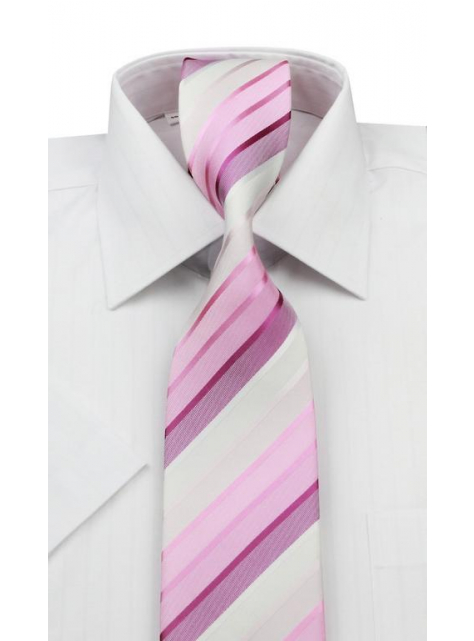 Pánska prúžkovaná kravata ružová ORSI 4000-152 - All4Men.sk