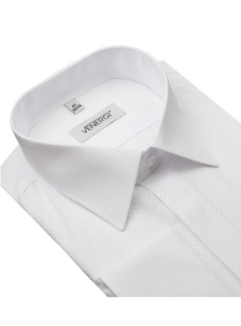Spoločenská SLIM košeľa na manžetové gombíky 176-182 cm, biela vzor - All4Men.sk