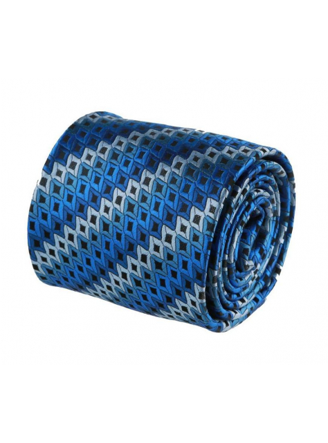 Modro-striebristá vzorovaná kravata 4250-1 - All4Men.sk