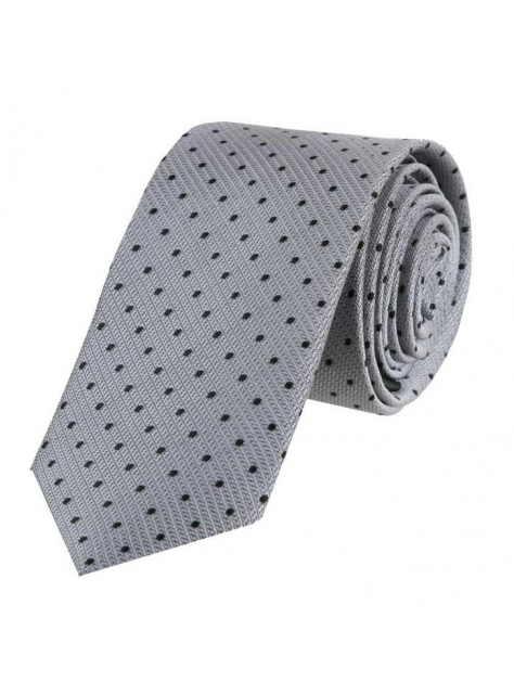 Šedá slim kravata s bodkami 6 cm - All4Men.sk
