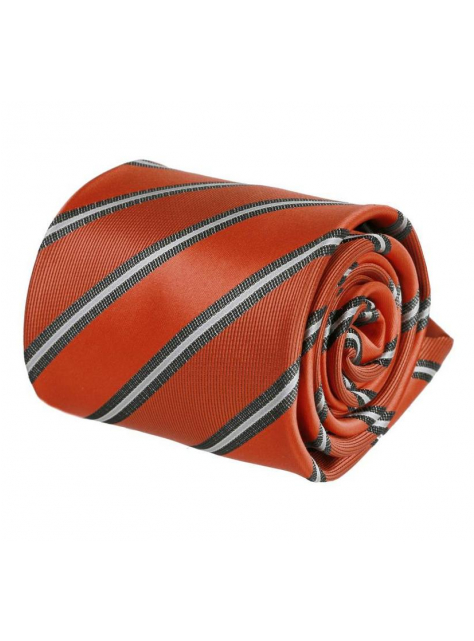 Oranžová kravata s čiernymi prúžkami 8 cm - All4Men.sk