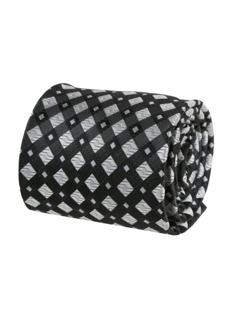 Čierna kravata so striebornými štvorčekmi - All4Men.sk