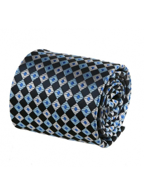 Modrá kravata so štvorčekovým vzorom - All4Men.sk