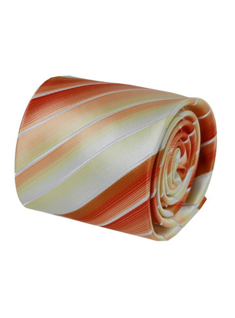 Elegantná bielo-oranžová kravata - All4Men.sk