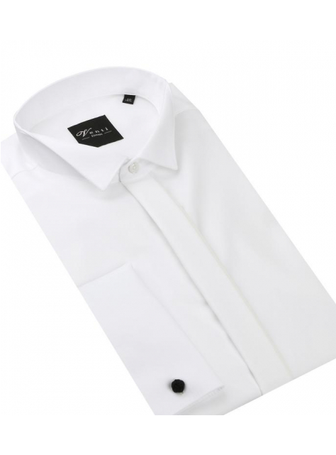Biela fraková SLIM košeľa na manžetové gombíky VENTI 001940 - All4Men.sk