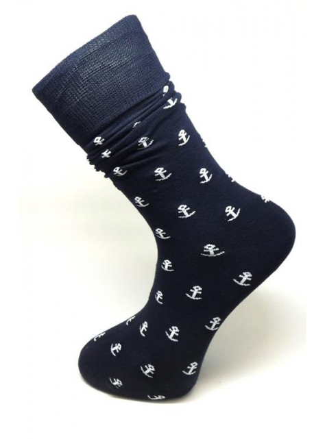 Trendy tmavomodré ponožky s kotvami ORSI - All4Men.sk