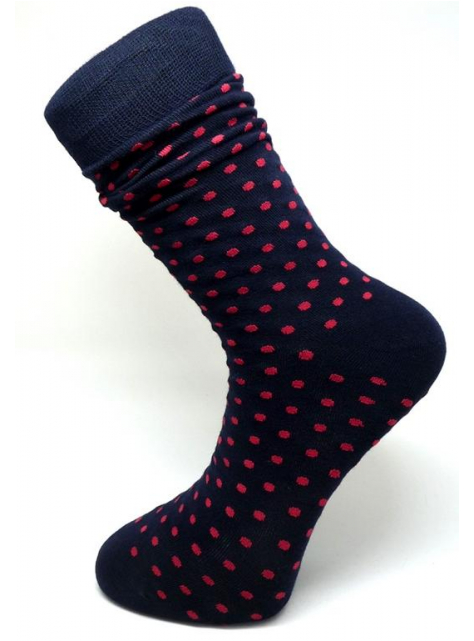 Štýlové modré ponožky s červenými bodkami ORSI - All4Men.sk