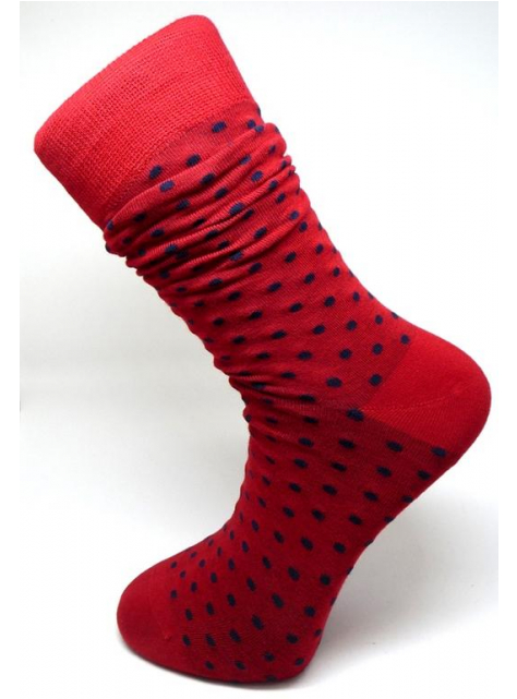 Štýlové červené ponožky ORSI s bodkami - All4Men.sk