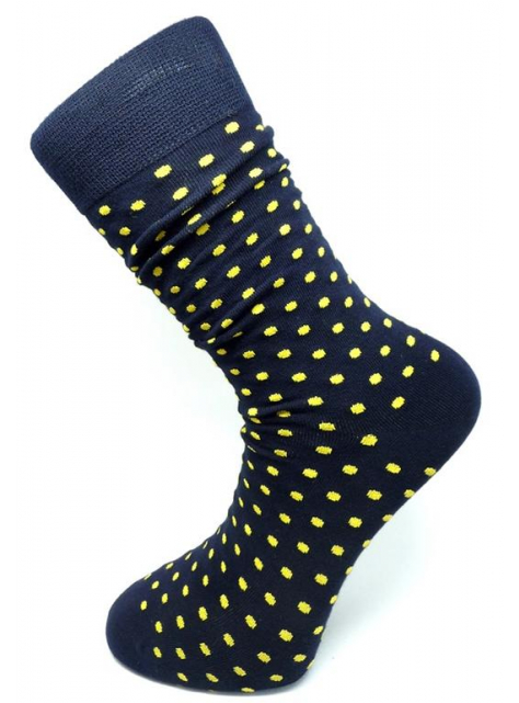 Štýlové modré ponožky so žltými bodkami ORSI - All4Men.sk