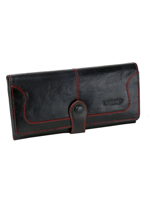 Dámska listová peňaženka LAGEN čierna s červeným šitím 9771 - All4Men.sk